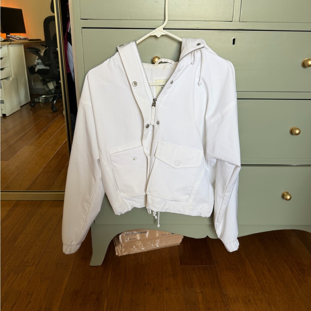 Abercrombie & Fitch Cropped Hooded Utility Jacket White - Picture 2 of 7